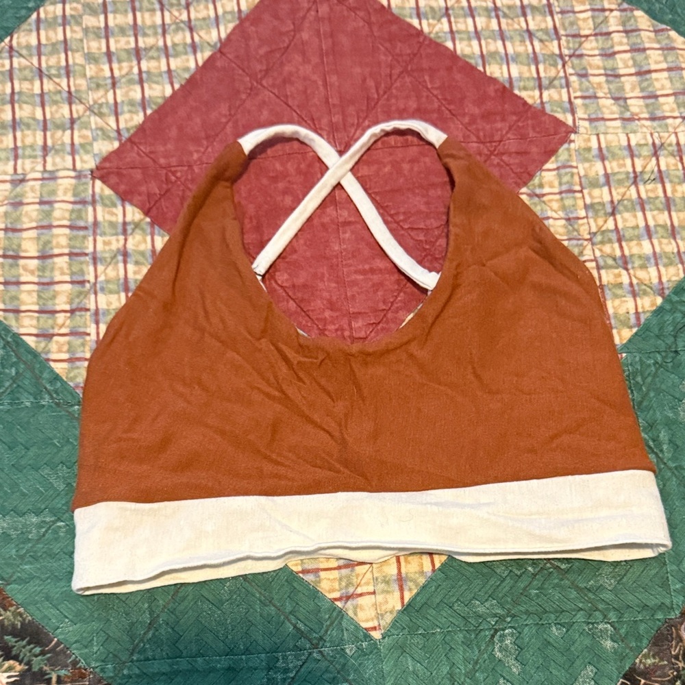 Brown and Cream Halter Bralette